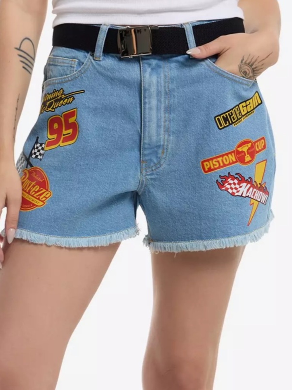 Disney Pixar Cars Lightning McQueen Denim Fray Shorts